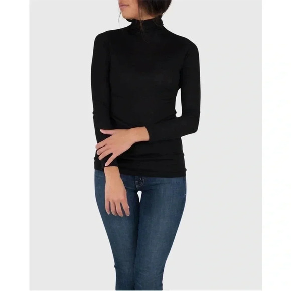 Ann Mashburn black 100% cashmere turtleneck sweater size small minimalist - Picture 1 of 3
